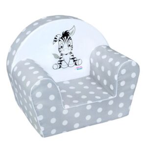 NEW BABY - Detské kreslo Zebra sivé - detská stolička - detská pohovka - detske kresielko - detske kreslo - mini pohovka - kresielko pre deti - molitanove kresielko - detske kresla